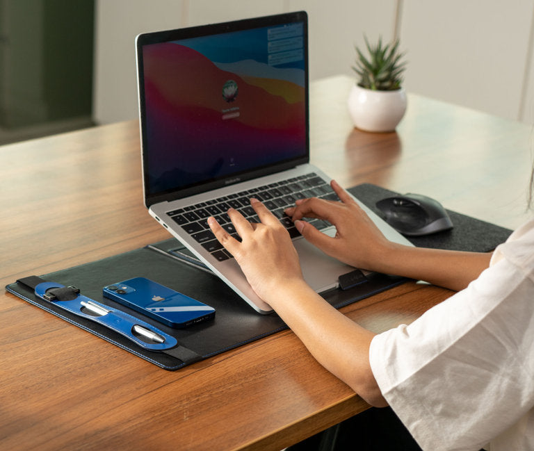 Labtop Table Mat DailyObjects Morph Foldable Desk mat with Laptop Stand | Vegan Leather ...